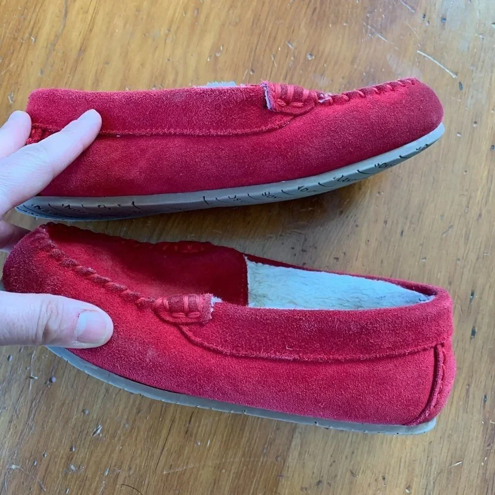Kids lands end red slippers size 3